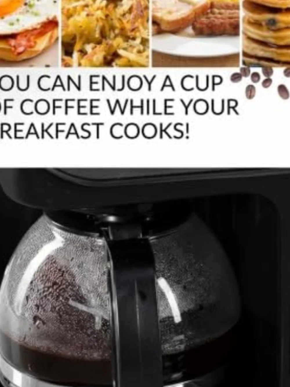 3-in-1 Breakfast Station with Coffee Maker, 4-Slice Toaster Oven, Non-Stick Grid